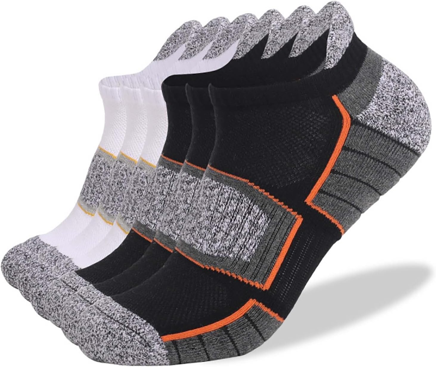 Men's Quarter Socks 6 Pairs Cushioned Running Walking Gym