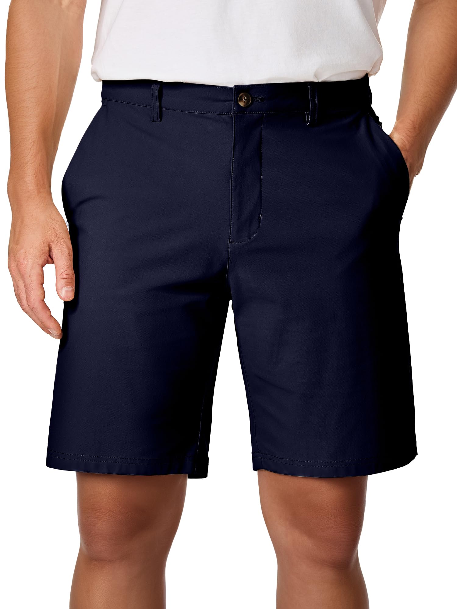 JMIERR Men's Chino Shorts Casual Summer 9" Inch Stretch Moisture-Wicking Golf Dress Short with Zipper Pocket