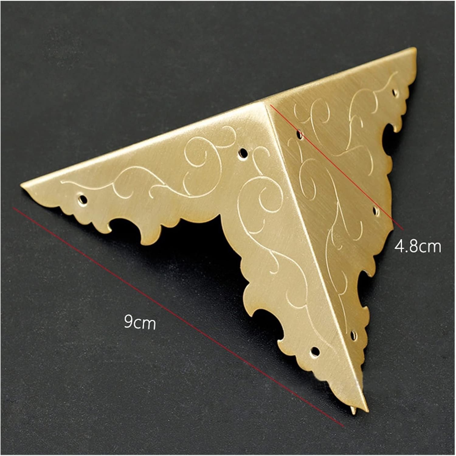 Angle Code, 4pcs Corner Code Brass Wooden Box Jewelry Decorative Three-Sided Corner Guard Furniture Hardware Brackets (Size : 9cm) (Color : Gold 4pcs)