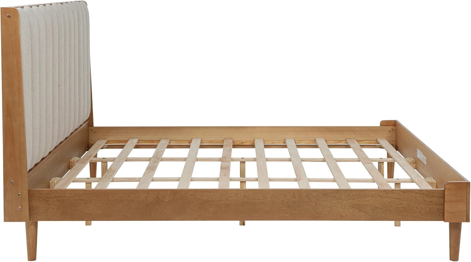 Ball & Cast King Size Bed Frame with Piano Key Style Upholstered Headboard,Wooden Platform Bed with Wood Slats Support,No Box Spring Needed,Easy Assembly,Wheat