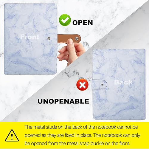 Miniatura 5 de FYY Carpeta de cuero A5 con 6 anillas, cuaderno recargable A5 con bolsillos para carpeta, divisores A5, papel de repuesto A5, carpeta de viaje de