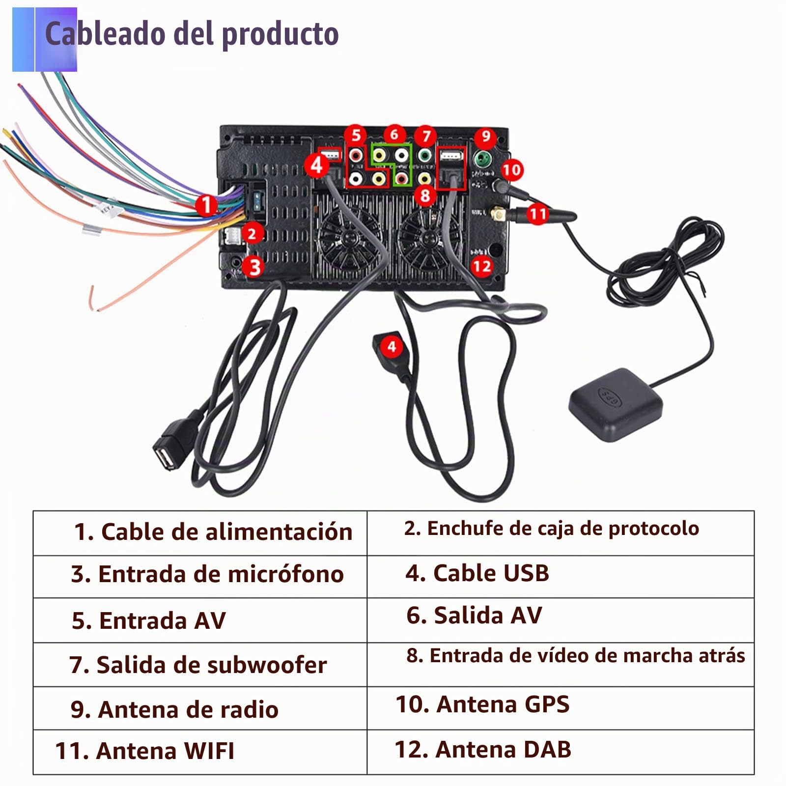 Radio Estéreo Coche 2 DIN Android 11 GPS Pantalla Táctil 7 Pulgadas Radio Mirror Link para iOS/Android Navi 2 DIN RDS, Bluetooth WiFi FM, con 6 Puertos USB + Cámara Trasera+ Cable ISO