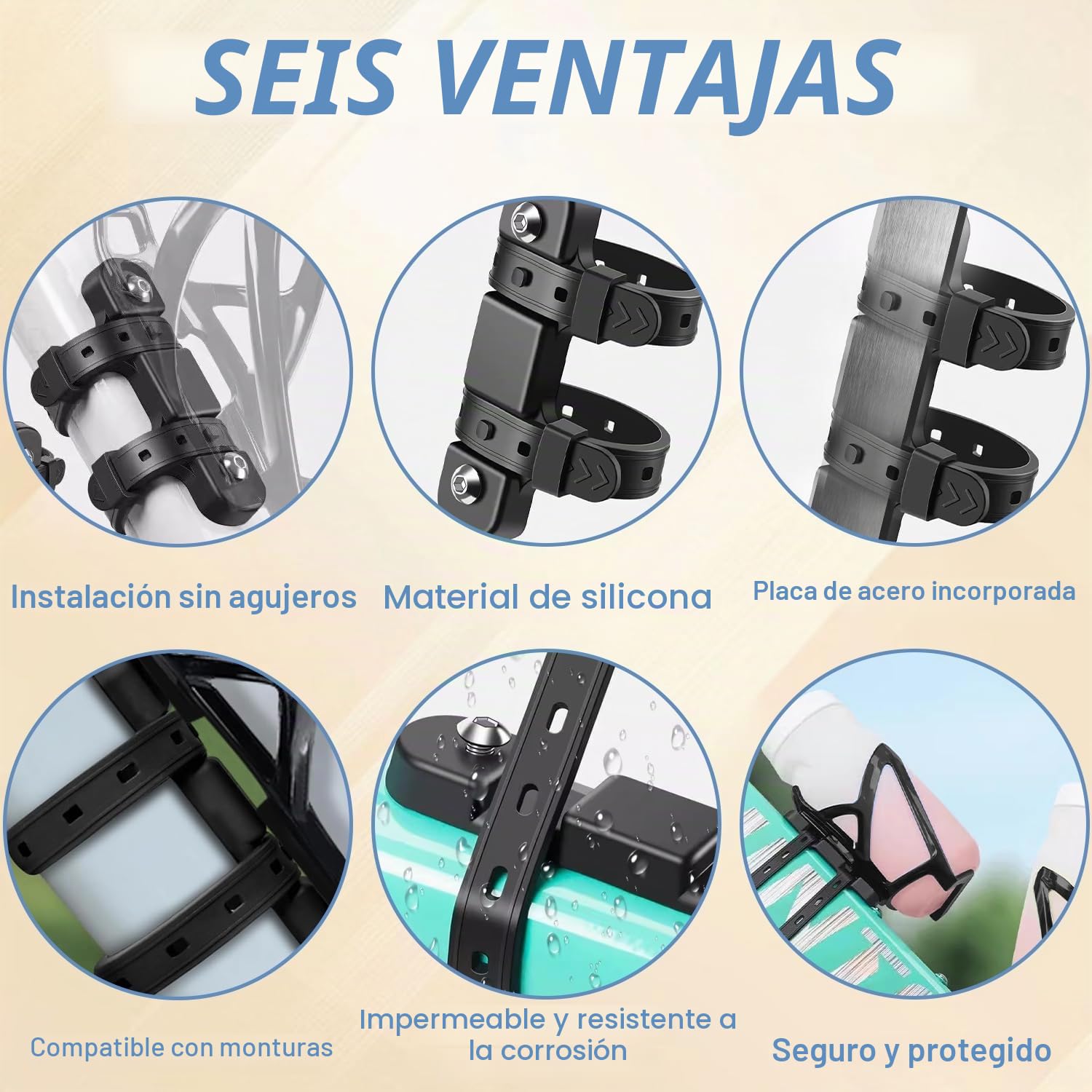 Soporte para botellas para bicicleta, soporte para bebidas sin tornillos, ligero y estable, accesorio de bicicleta para MTB, bicicleta de carretera, Gravel Bike, soporte seguro para botellas, incluye