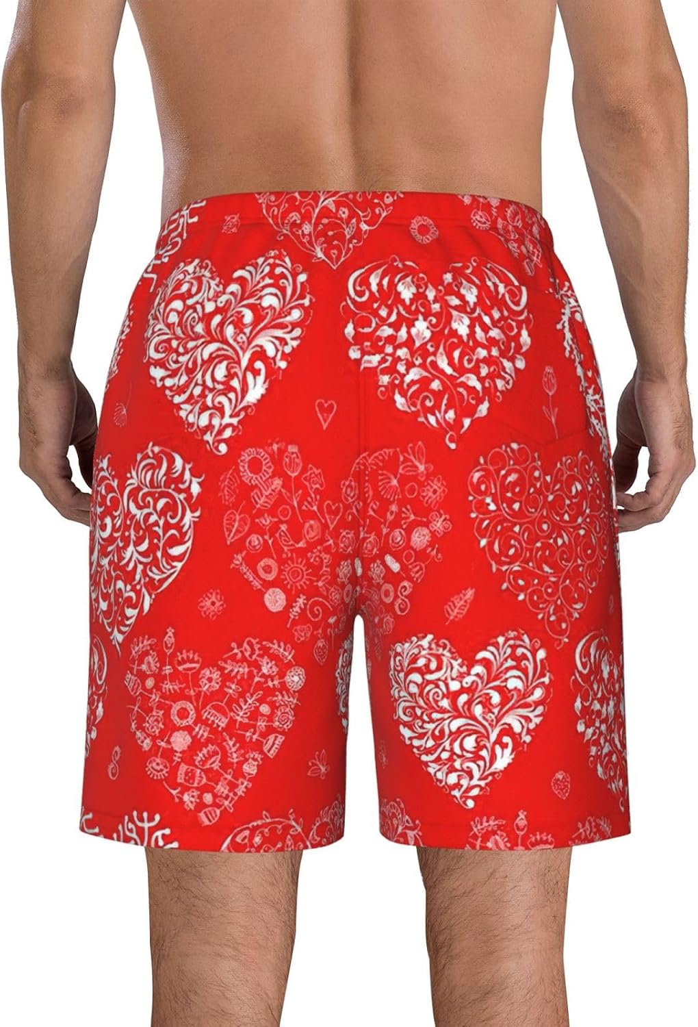 Love. Print Men's Hawaiian Beach Shorts Elastic Novelty Summer Casual Shorts with Pocket