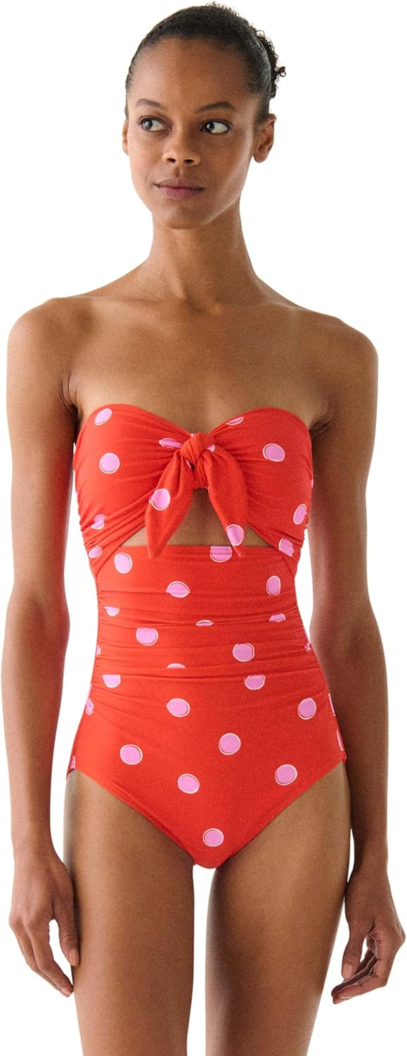 kate spade new york Women's Tie Front Bandeau One Piece Swimsuit