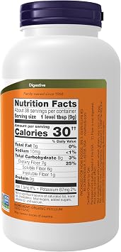 NOW Foods Supplements, Psyllium Husk Powder, Certified Organic, Non-GMO Project Verified, Soluble Fiber, 12-Ounce