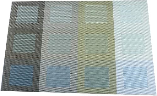 Miniatura 4 de Gugrida Juego de 6 manteles individuales para mesa de comedor, manteles de vinilo tejido de PVC de lujo, lavables y aislantes de calor para cocina