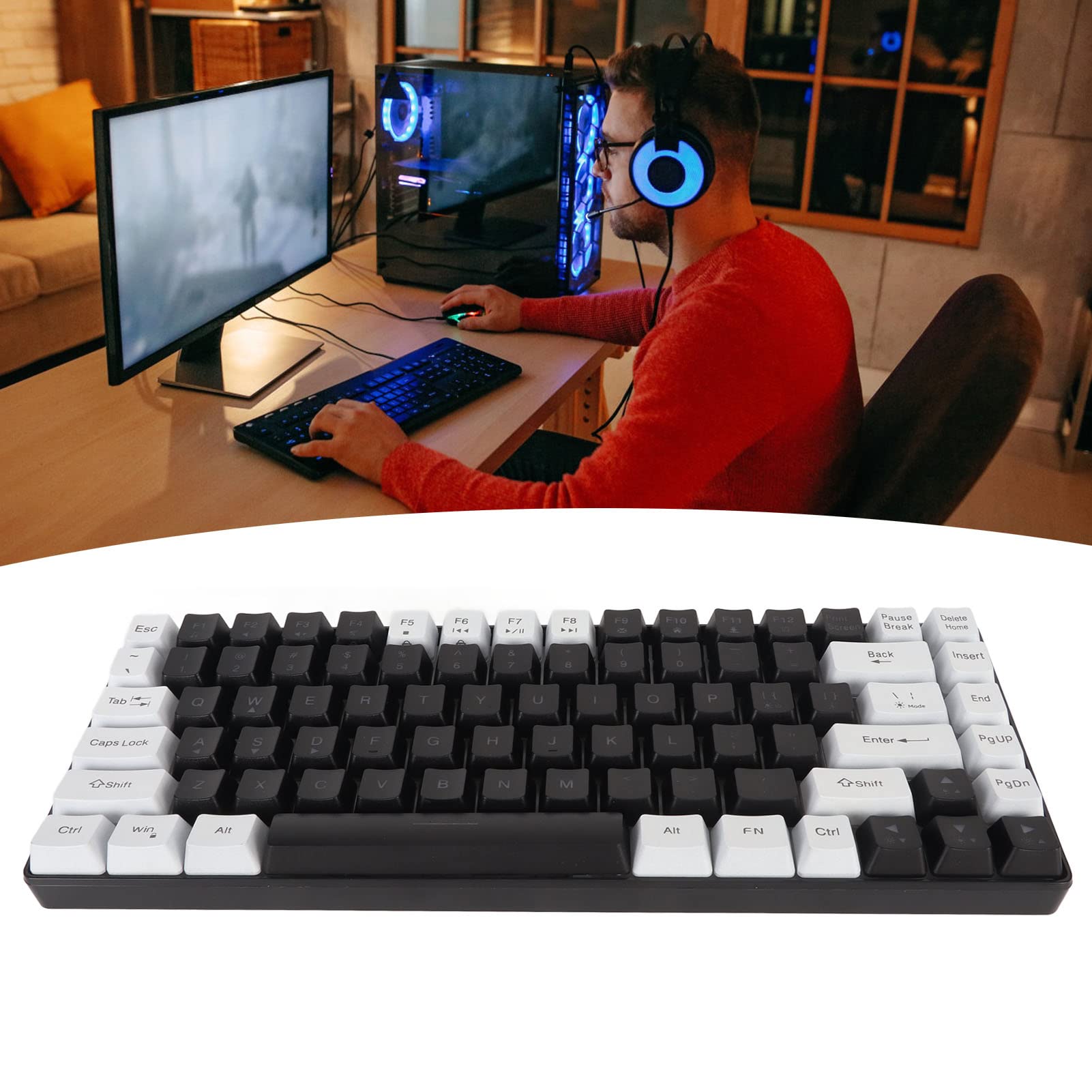 Gaming Toetsenbord 80% Mechanisch Gevoel RGB - Ergonomisch Compact Toetsenbord Zwart