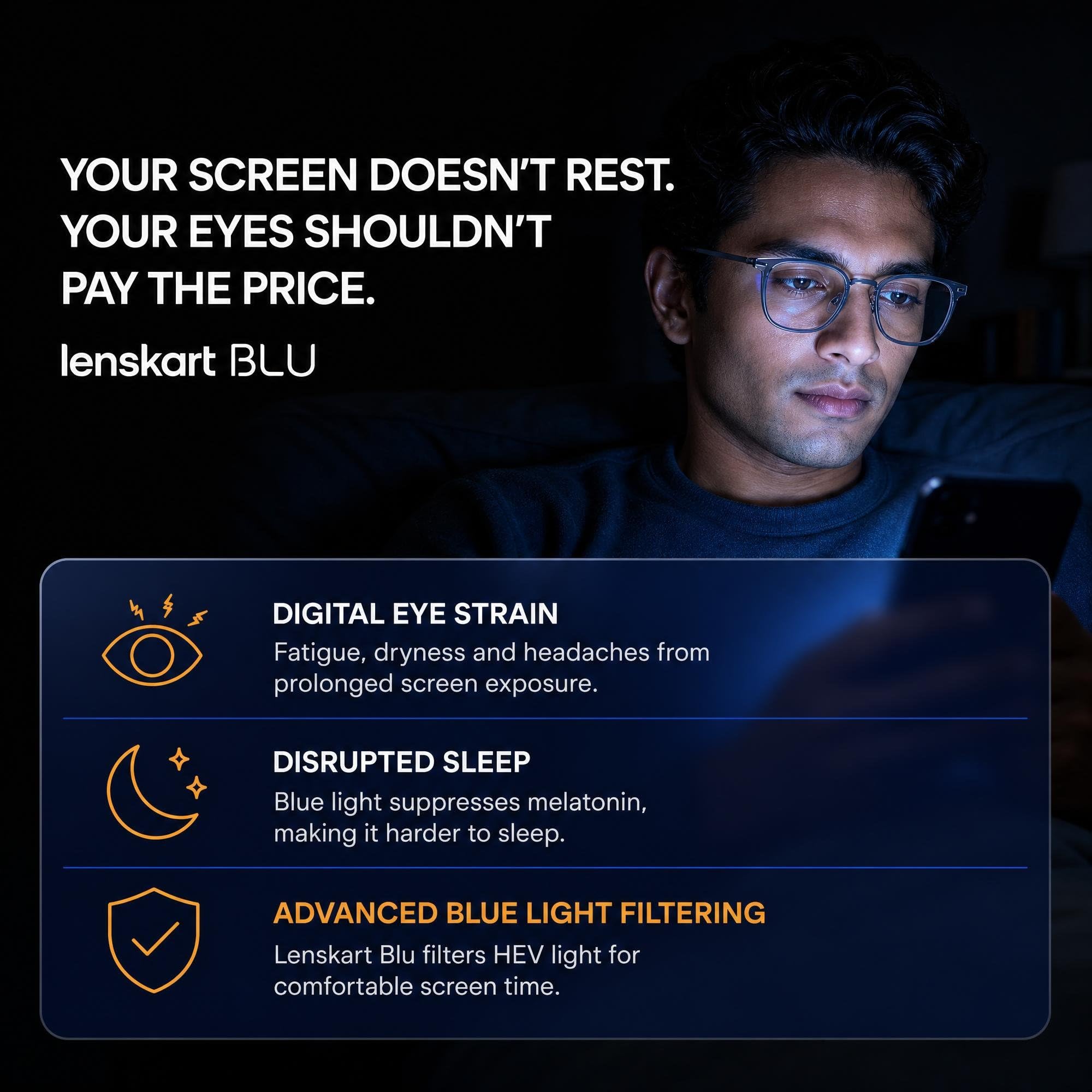 LENSKART BLU | Bluecut & Antiglare Computer Eyeglasses | Gaming Glasses | Grey Full Rim Square Shape | For Men & Women | Medium | LB E13529 2