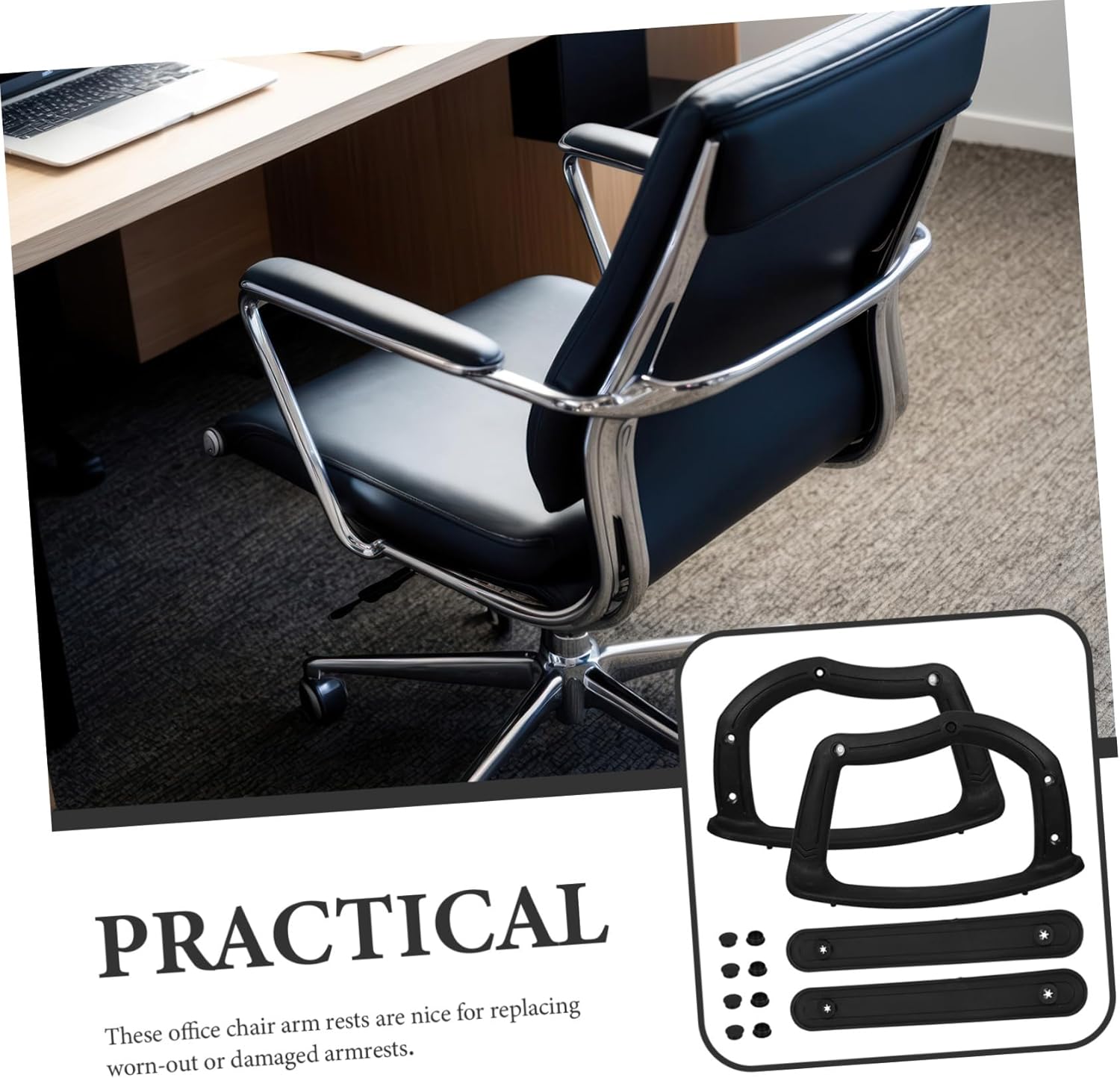 Mobestech Ergonomic Office Chair Arm Rest Replacement Plastic Armrest Parts for Desk Chairs Wear-Resistant Support Pads Easy Installation