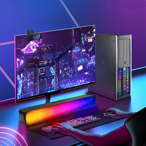 Miniatura 2 de HP RGB Lights Gaming Desktop Combo I7 hasta 3.8 GHz, 16G, 128G SSD+3T, GeForce GT 730 2G GDDR5, nuevo LED 1080P de 24 pulgadas, WiFi, BT 5.0, barra