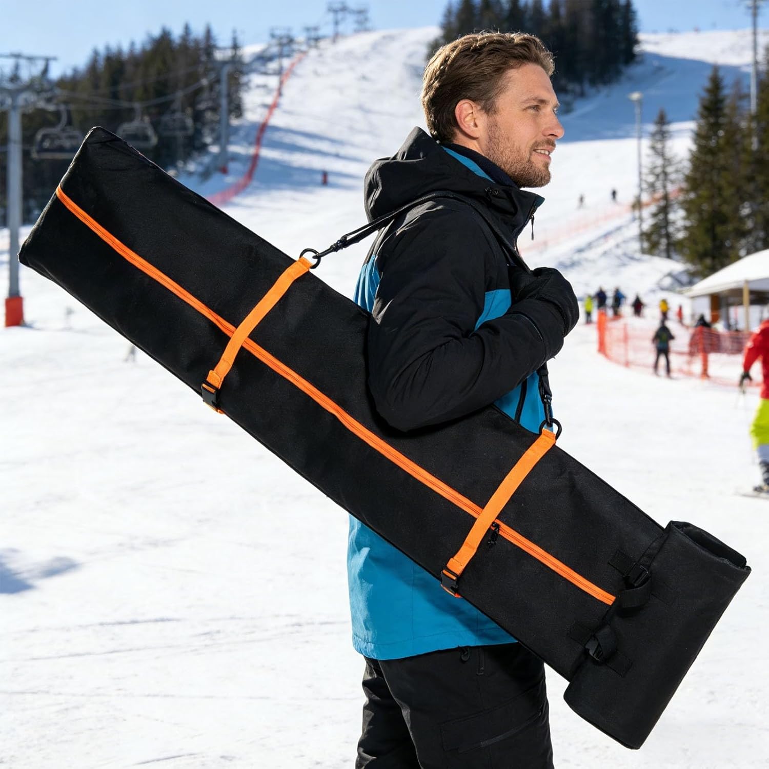 2026 Upgrade Rolling Ski Bag and Ski Boot Bag Combo, Fully Padded Snowboard Bag with Straps and Handles, Wheeled Ski Bag for Snowboards Skis Boots Jackets, Holds 2 Pairs of Skis