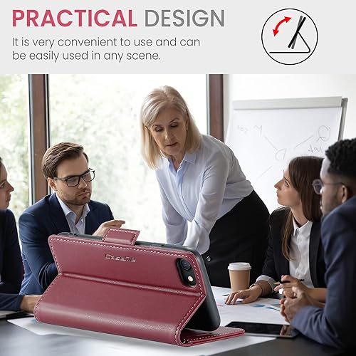 Miniatura 5 de Funda compatible con iPhone 678SE 2020SE3 con soporte para tarjetas de bloqueo RFID, funda de piel con función atril para iPhone 678SE 2020SE 3 de