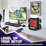 TNP Switch Organizer Station Game Storage Tower Stand for Nintendo Switch/Switch OLED with Dock Holder, 10 Game Case Vertical Shelf, 4 Controller Rack, Joy-con Drawer, Black