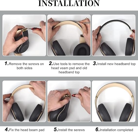 Studio Pro Top Headband Head Band Replacement Parts Accessories Repair Kit Compatible with Beats Studio Pro 2023 (Model A2924) and Studio 3 (Model A1914) Headphones (Black)