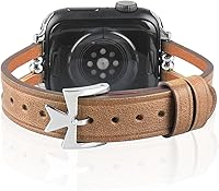 Vista 3 de Slim Leather Band Compatible with Apple Watch Band 38mm 40mm 41mm 42mm 44mm 45mm 46mm 49mm Women, Soft Iwatch Band Unique Breathable Replacement