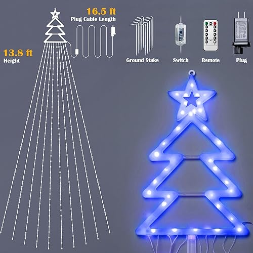 Miniatura 6 de Guirnalda de luces de estrella para decoración de Navidad al aire libre, 420 LED, impermeable, con decoración para árbol de Navidad, 8 modos de