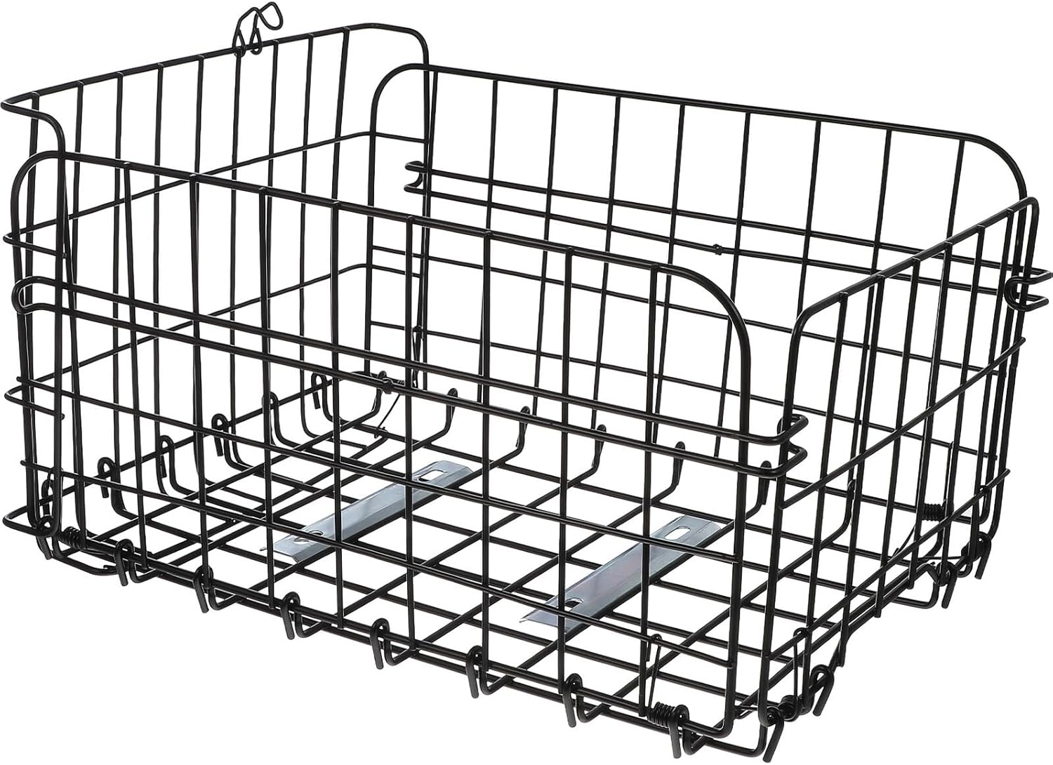 Luxshiny Folding Bike Basket Rear Cargo Rack Steel Storage Basket Multipurpose Bicycle Accessory for Adult Bikes, Black, Suitable for Commuting and Outdoor Cycling