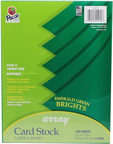 Pacon Cartulina, verde esmeralda, 8-12" x 11", 100 hojas