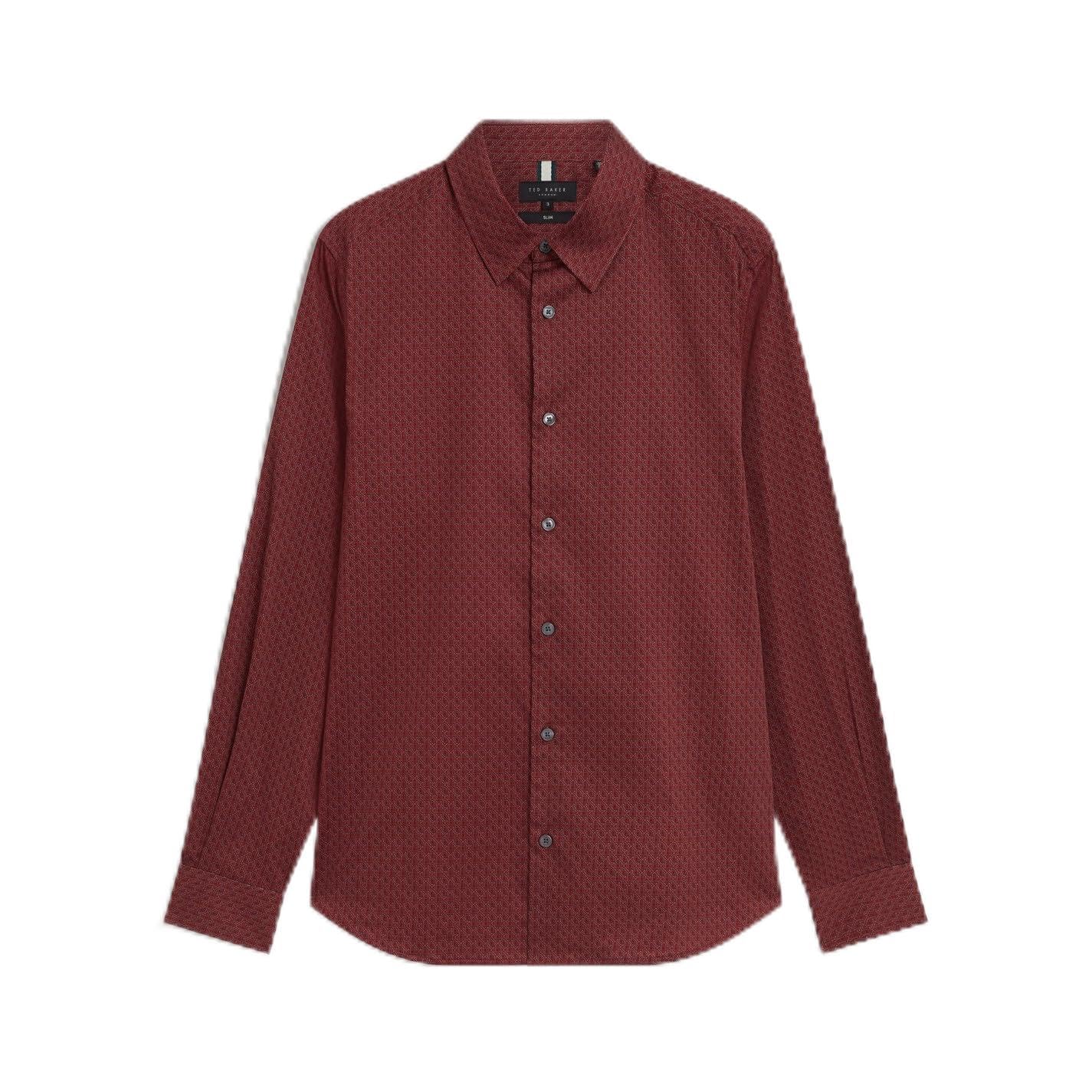 Ted Baker Men's Red Long Sleeve Geometric Patterned Shirt in Size 2XL, Sports Direct