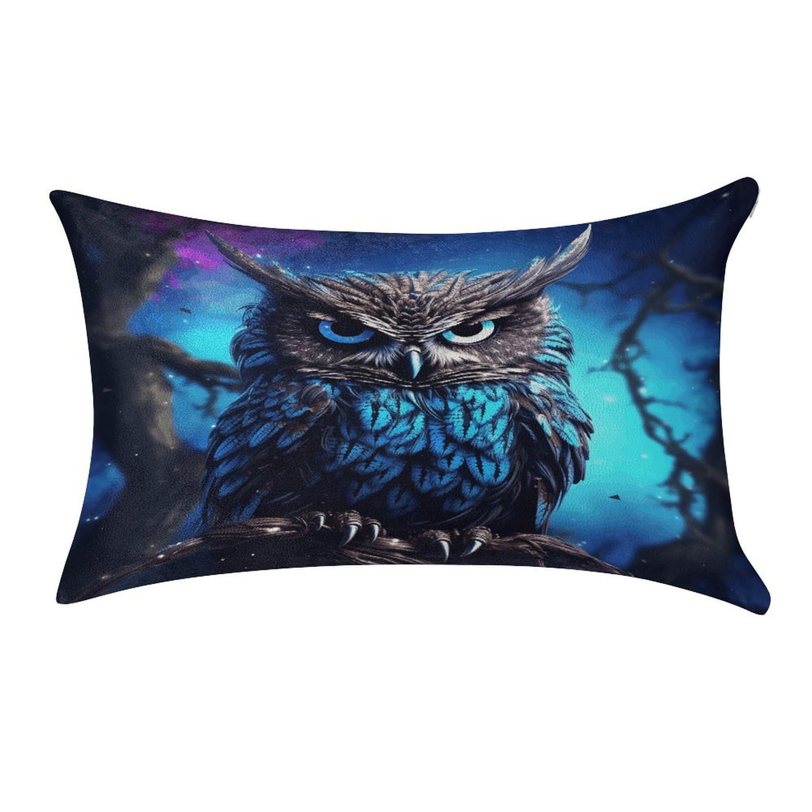 VstaDank Blue Owl Throw Pillow Cover 12"×20" Ultra Soft Pillowcase Cozy Lumbar Pillow Shell Gold Velvet Exquisite Decorative Cushion Sham Protector for Couch Sofa Bedroom