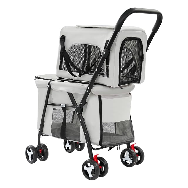 Foto 3 de 7 de Carrito doble para mascotas, superior de hasta 7 kg y soporte inferior de hasta 15 kg
