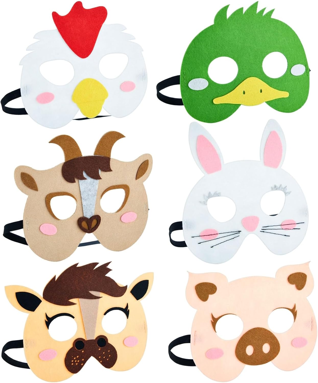 BLUE PANDA 12 Pack Felt Animal Masks for Kids, Jungle Safari Party Favors for Birthday (7x7.2 in) - Image 7