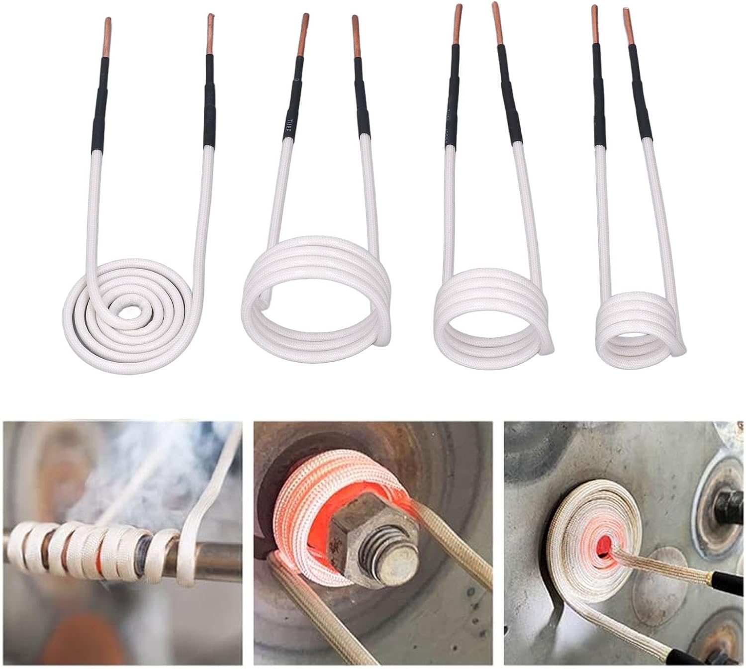 4Pcs Induction Heater Coil, 2.5mm Brass Core 20mm 30mm 40mm, Induction Heater Accessories for Removing Rusty Nuts Automotive Maintenance