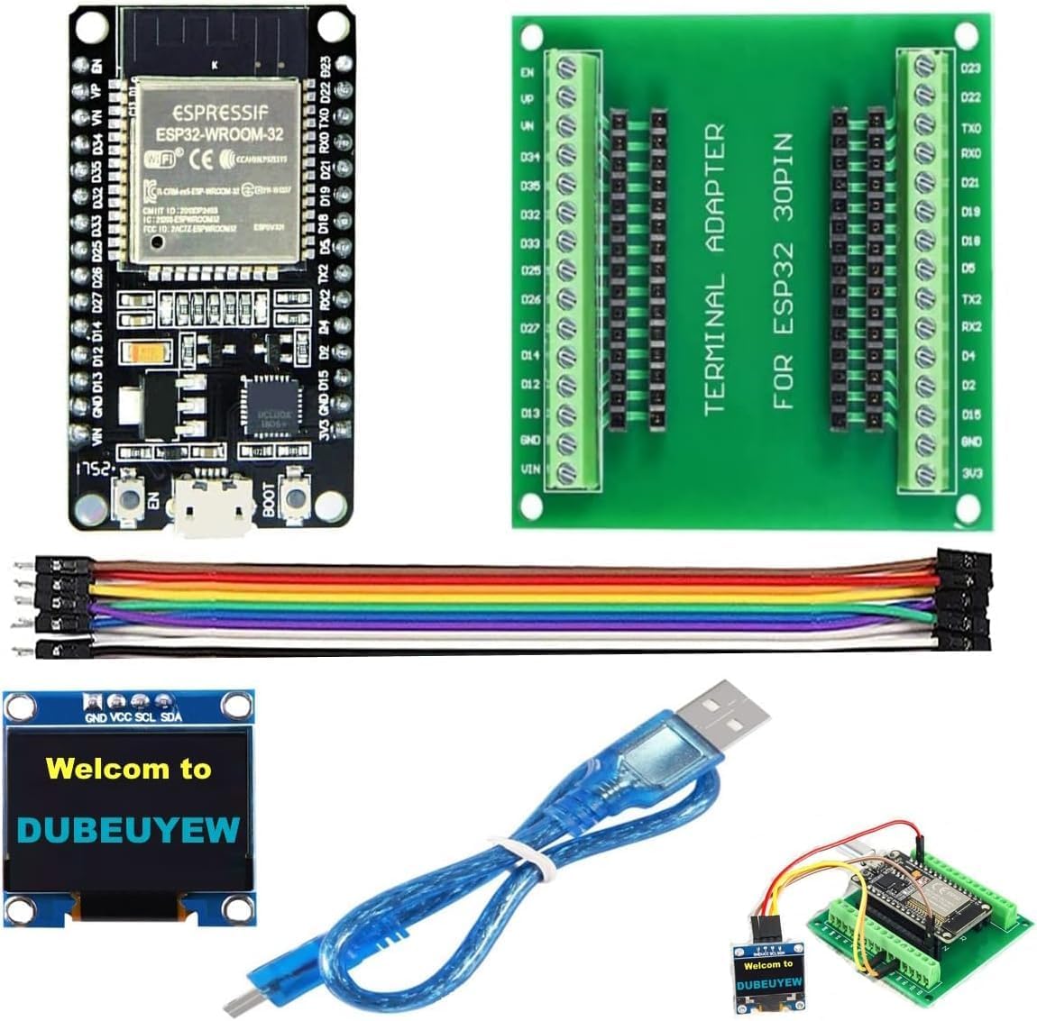 Set 3 Schede ESP32-DevKitC Con Antenna 3dBi E Cavo U.FL-SMA – ESP32-WROOM-32U Per Arduino