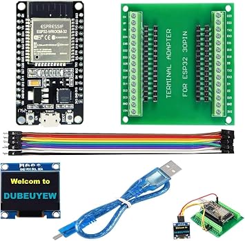 ESP32-DevKitC- V1 ESP32 Development Board 2.4GHz Dual-Mode WiFi+ Bluetooth Dual Cores Microcontroller Processor, with one Breakout Board +one Micro USB Cable + OEN 128 x 64 LED Display