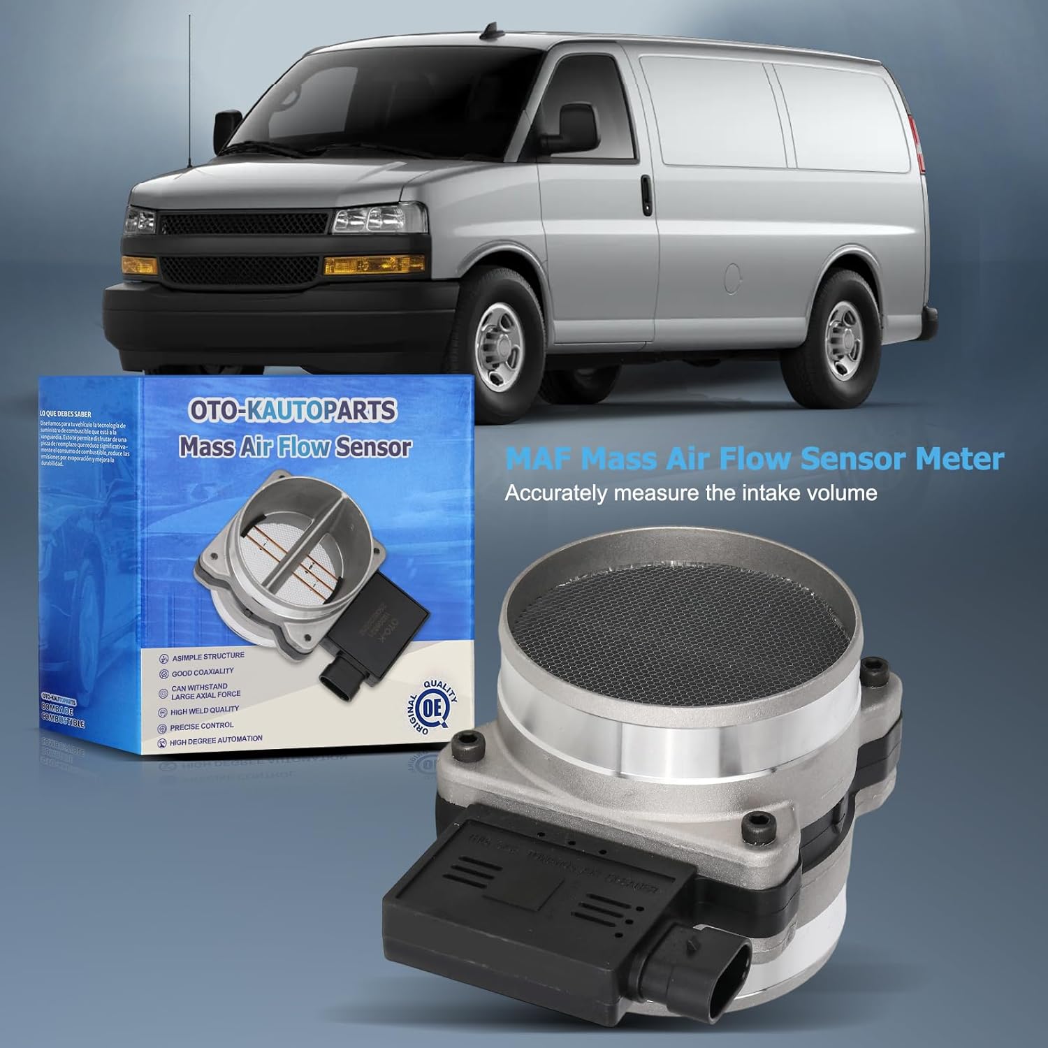 OTO-K Mass Air Flow Sensor MAF Compatible with Chevy Tahoe Camaro Corvette Express GMC Yukon Savana C1500/2500/3500 Suburban K1500/2500/3500,Cadillac Escalade,Pontiac-V8 5.7L,Replaces#19208521 2133457