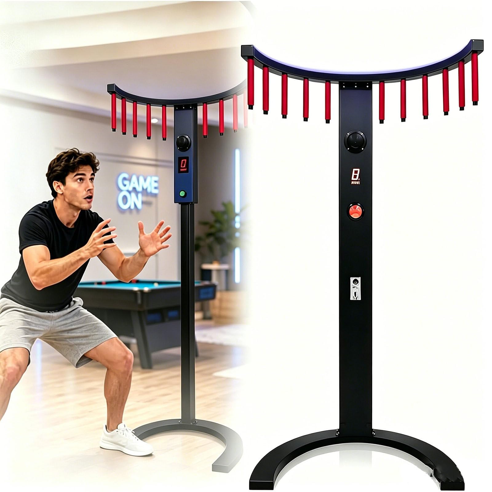 HaiZethonic Electric Reflex Drop Sticks Challenge Game,10 Adjustable Speed Modes,Catch Stick Arcade Game Fast Reaction Challenge Game for All Ages