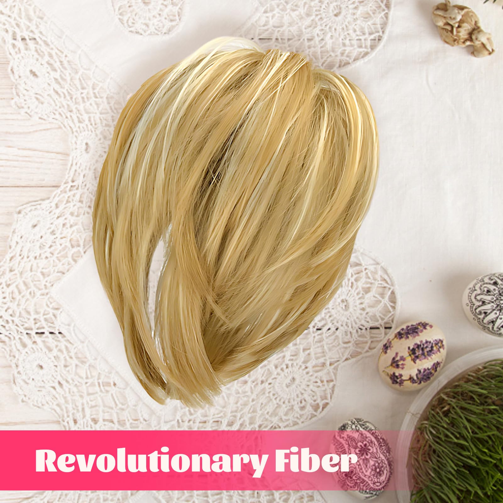 1 Piece Blonde Ponytail Extension, Hair Pieces for Women, Ash Blonde with Highlights - Image 4