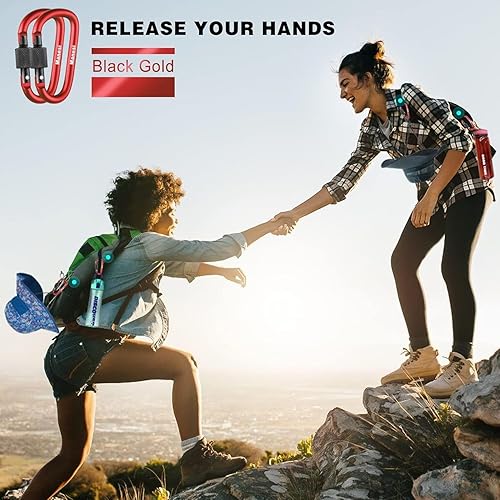 Vista 7 de Clips de mosquetón con puerta de tornillo, paquete de 10 mosquetones de aluminio de 3 pulgadas en forma de D, clip para llavero, hebilla de gancho