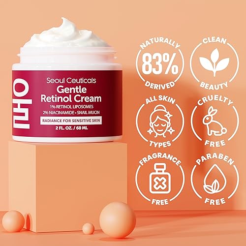 Miniatura 4 de SeoulCeuticals Crema de noche con retinol coreano al 1%, 97.5% de mucina de caracol + 2% de crema hidratante de niacinamida para la cara, belleza