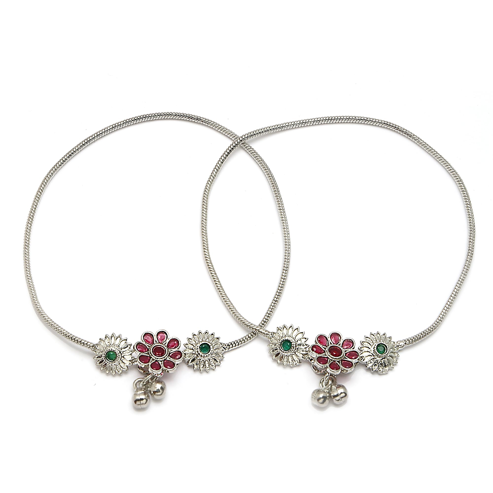 Minimal Silver Toned Cubic Zirconia Studded Nature Inspired Charm Anklet For Girls and Women | Stylish Payal for Women & Girls-image-38
