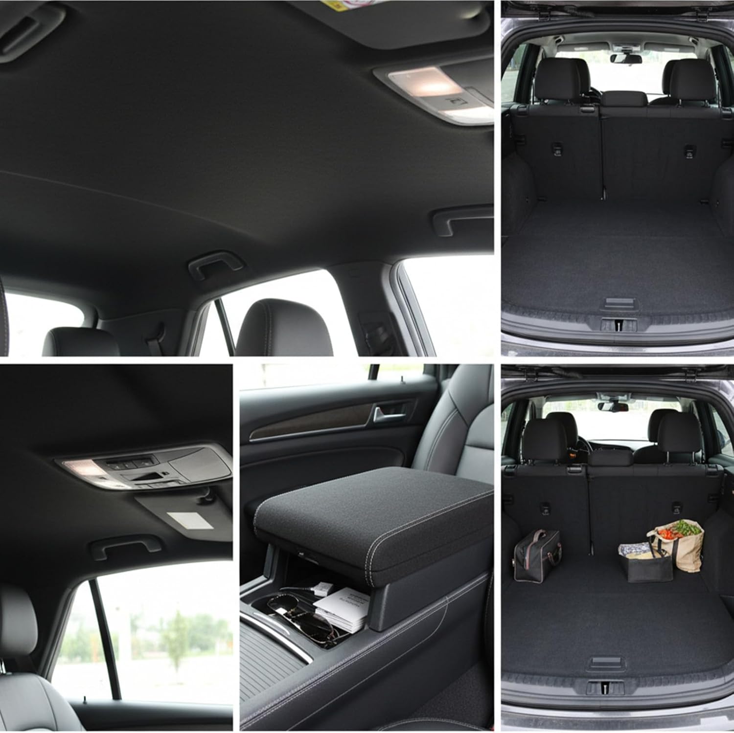 Black Suede Headliner Fabric 98" L × 60" W with 1/9" Foam Backing, Automotive Interior Auto Roof Replacement Suede Material with Rubber Seam Roller & Knife for DIY RV Boat Ceiling Interior Repair