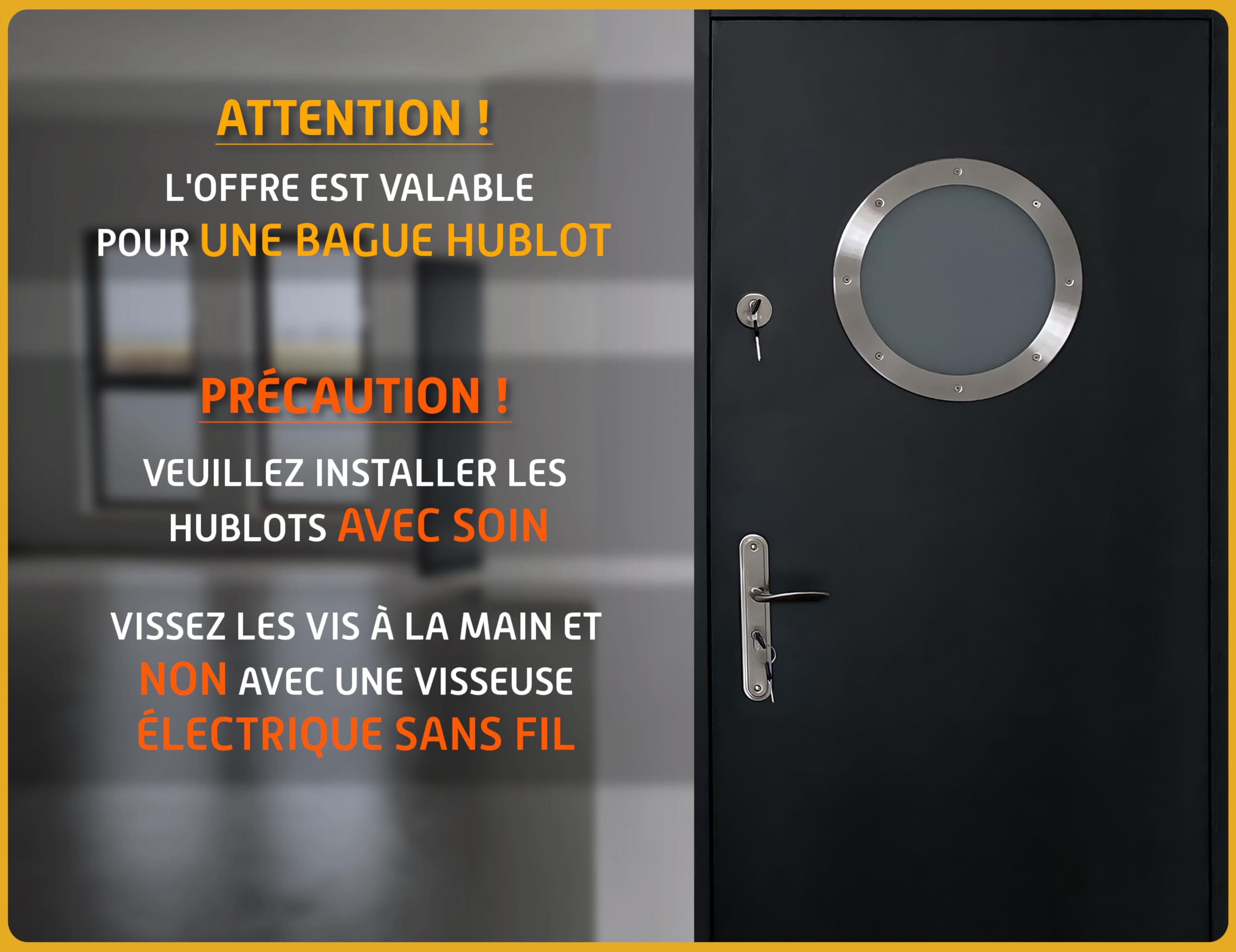 MLS Hublot B5000 de Porte, Acier Inoxydable,1 Anneau, 350 mm, Verre Clair | Verre de Sécurité Feuilleté, Montage Direct sur Panneau de Porte, Sans Découpe, Vis Visibles d'un Côté, 1 Pièce