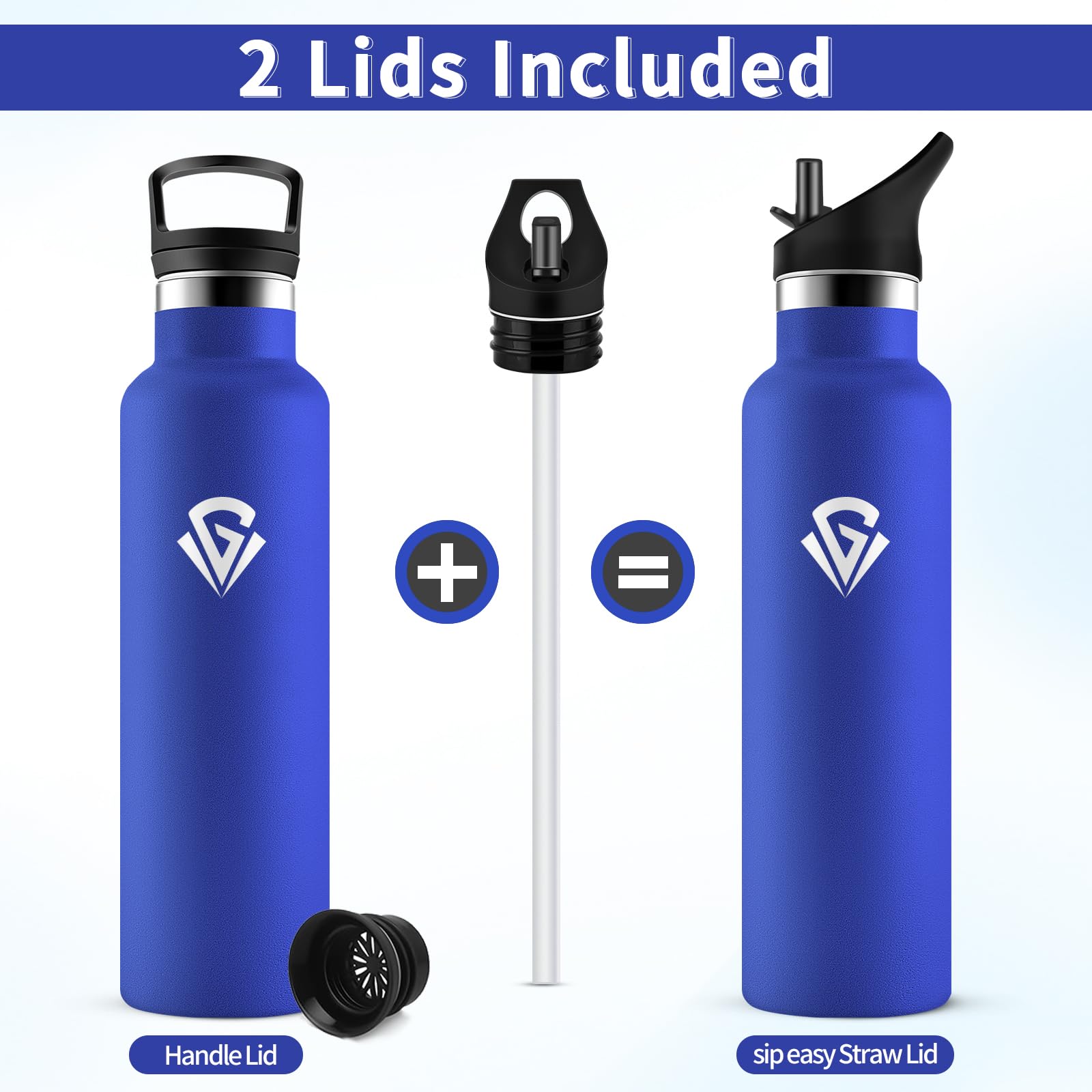 Borraccia Termica 750ml, Borraccia con Cannuccia, senza BPA, Termos a Doppia Parete, Riutilizzabile, Facile da Pulire, a Prova di Perdite, Borracce per Uffici, Palestra, Viaggio, Campeggio, Gym