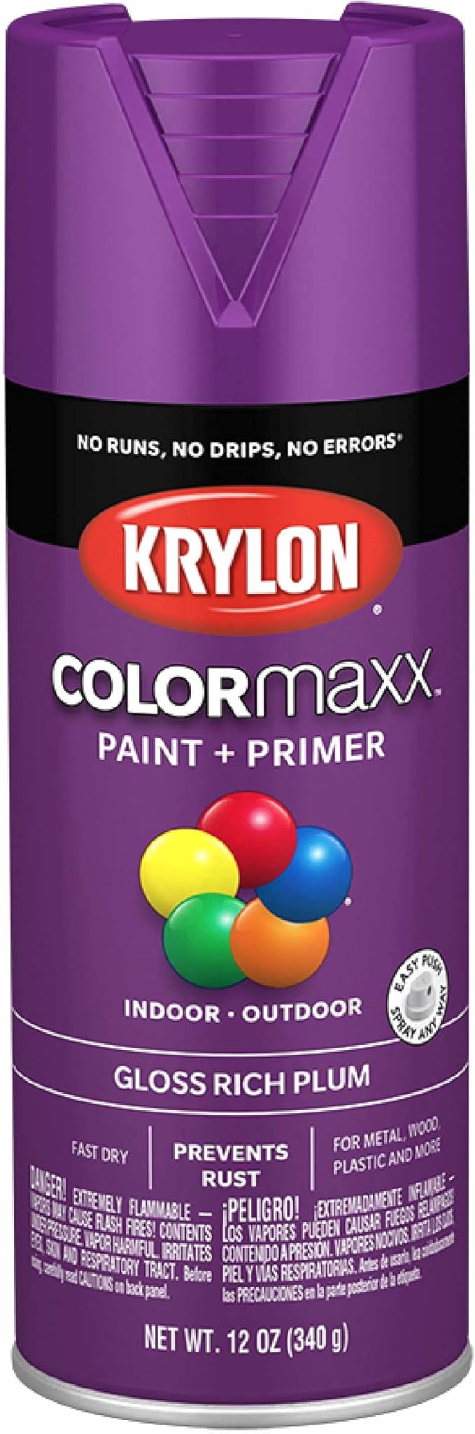 12 oz Krylon K05536007 Rich Plum COLORmaxx Paint & Primer Spray Paint