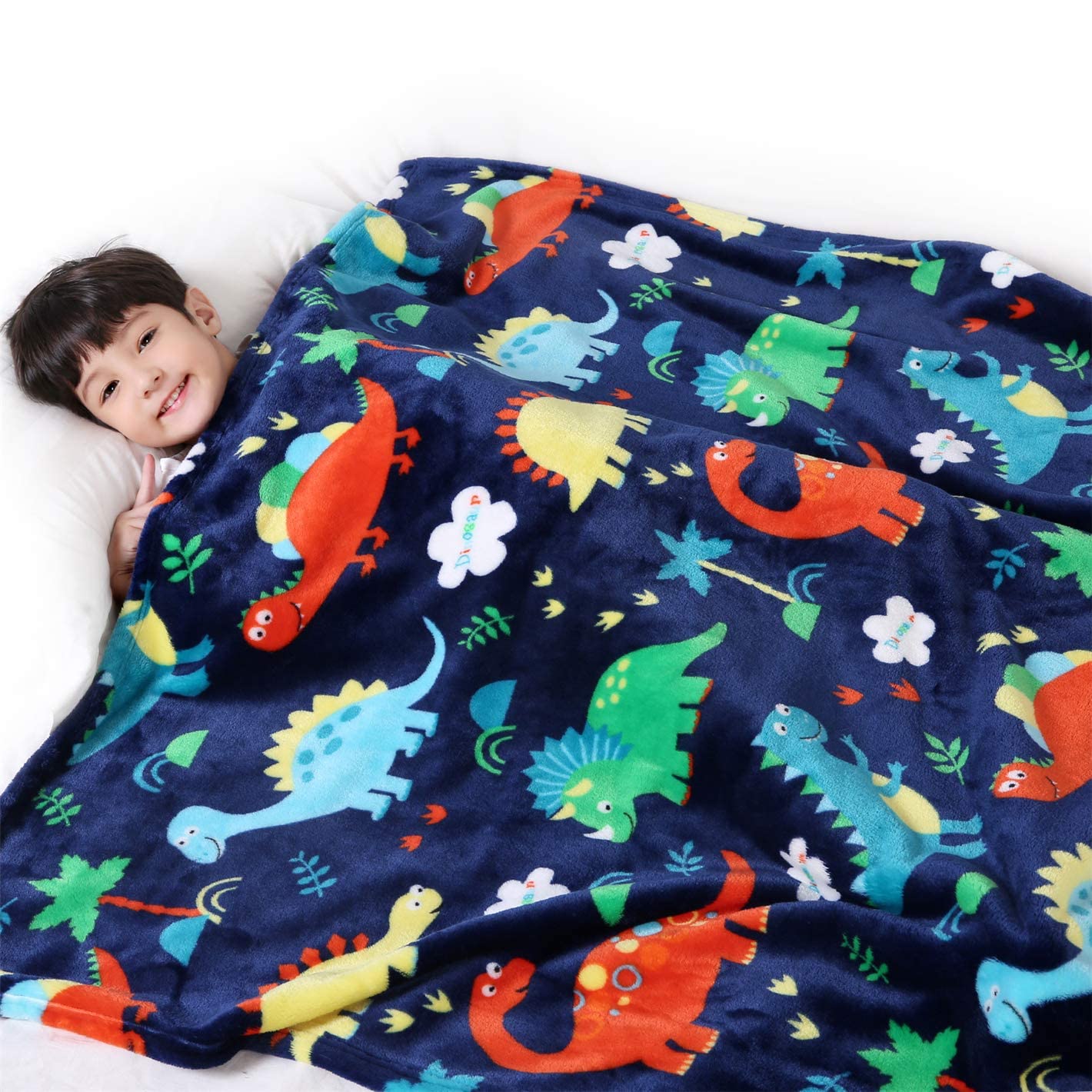 Edcooy Dinosaur Blanket for Boys Kids Throw Blanket for Boys and Girls Fluffy Cozy Dinosaur flannel Blanket with Vibrant Colors Cute Design