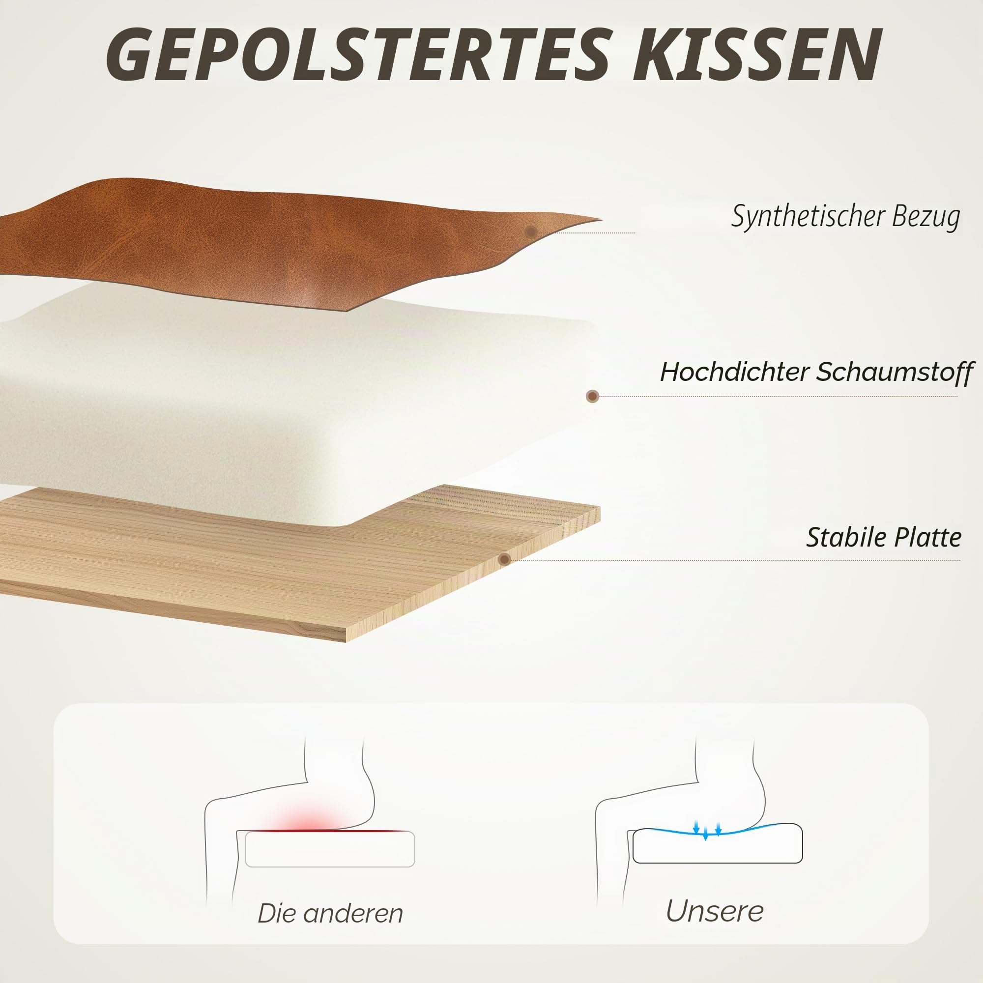 HOMCOM Schwenkbarer Bürostuhl höhenverstellbar 120 kg Braun