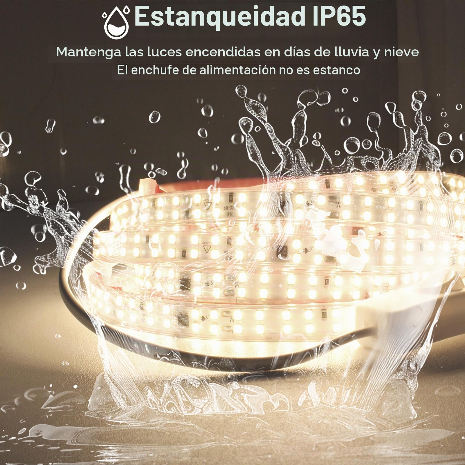pcning 5M Tira LED 220V Corte 10 CM, Blanco 4000K IP65 Impermeable, 2835 Tiras LED Adhesivo Directa 220V Sin Transformador con Interruptor (Blanco, 5M)
