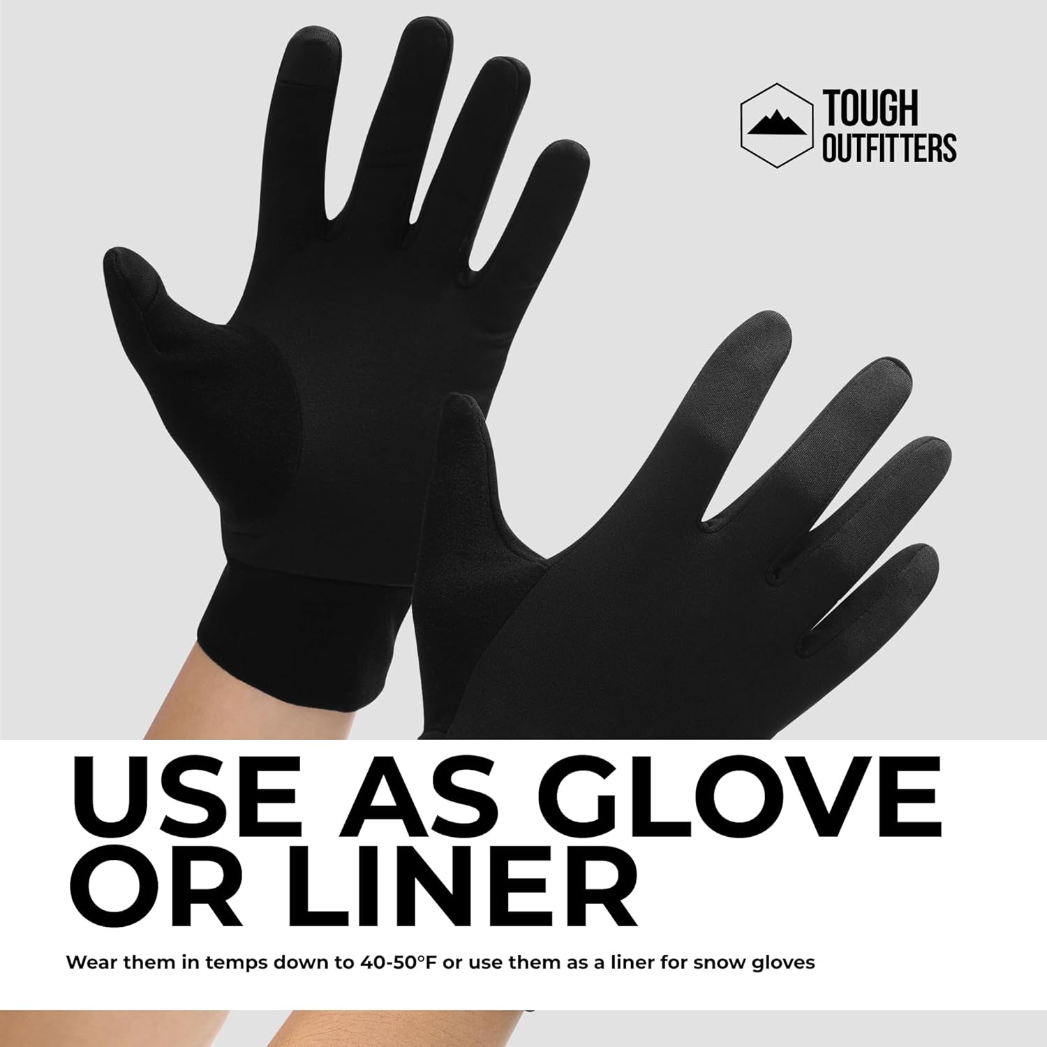 Tough Outfitters Thermal Glove Liners - Hiking Gloves Women Running Gloves Men - Glove Cold Weather - Touchscreen Function - Image 6