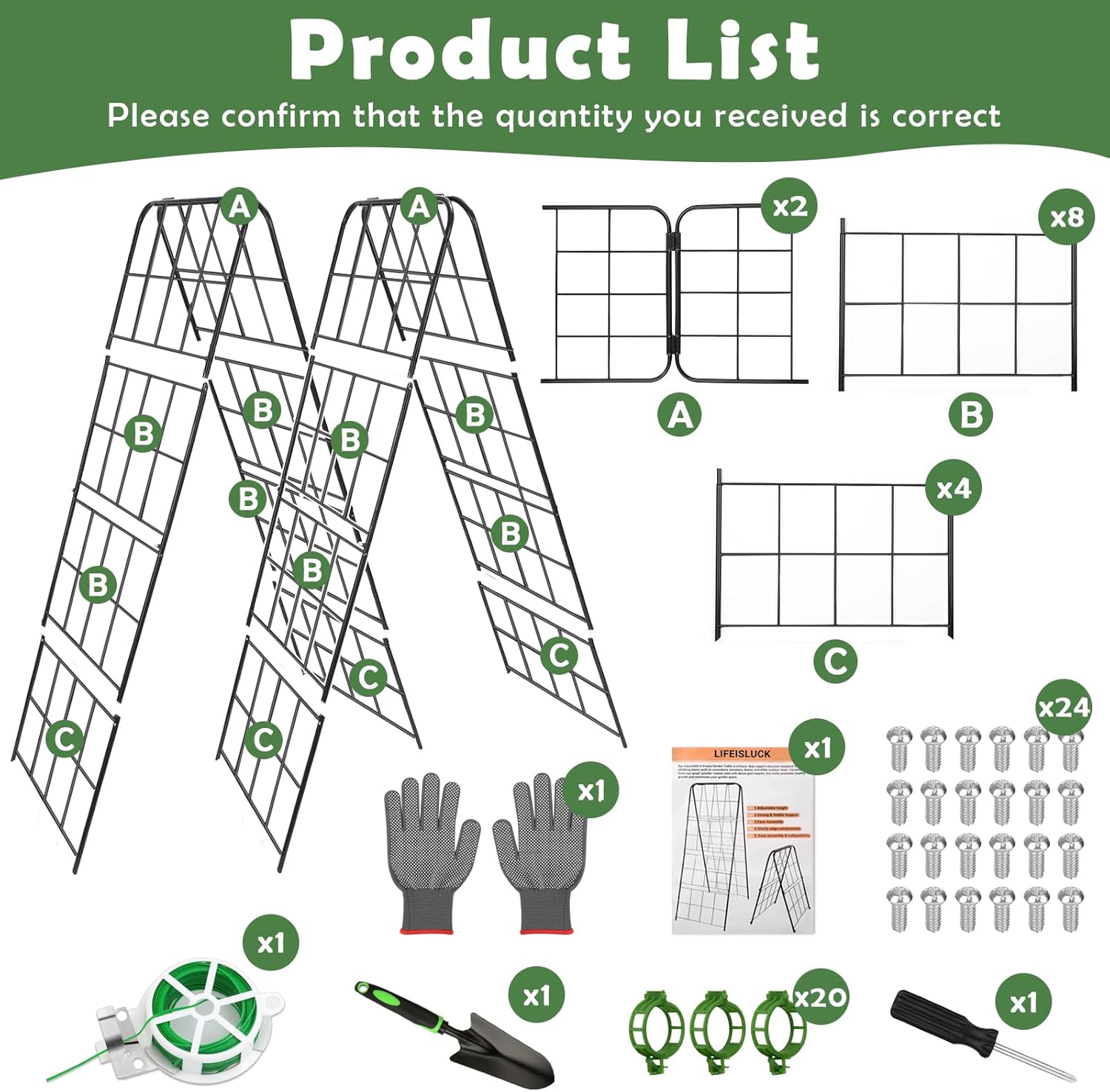 2 Pack Cucumber Trellis 43.3’’x15.7’’ with Twist Tie and Clips, A-Shaped Garden Trellis for Climbing Plants Heavy Duty Metal Plant Support for Cucumber, Grape, Tomato, Pea, Bean, Flower, Raised Bed thumbnail