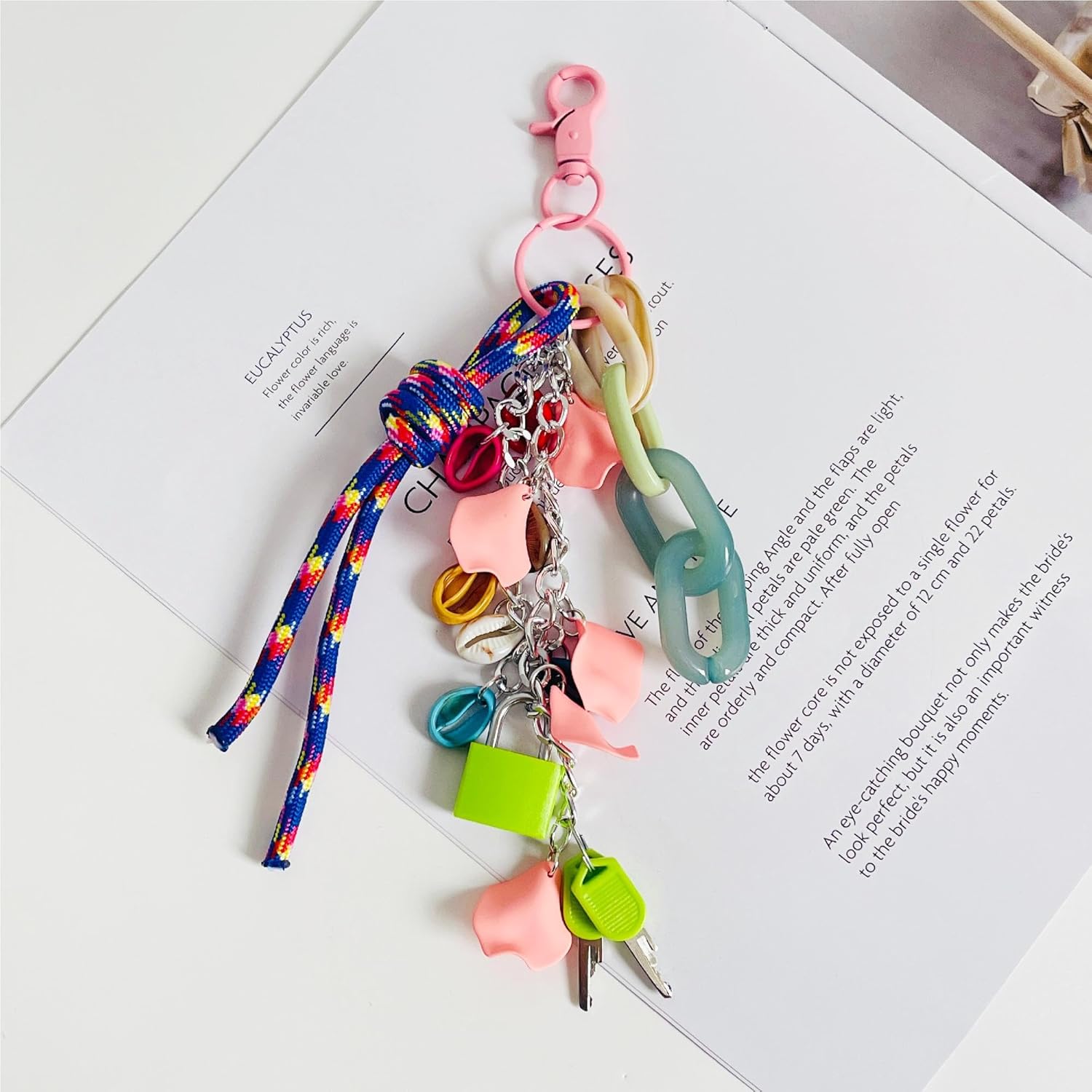 Keychain for Women, Bag Charm, Hand-Woven Nylon Rope Key Chain, Aesthetic Keychain, Bag Accessories Charms for Handbag, Backpack(Style 110 - Image 6