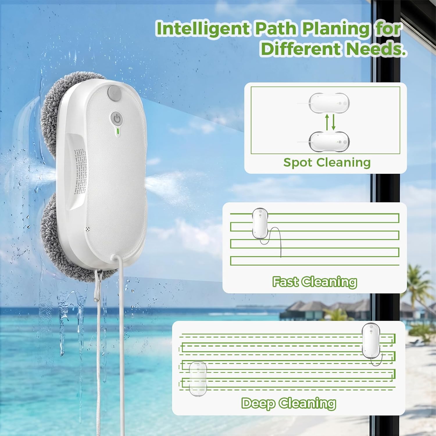 KKI Window Cleaning Robot,Upgraded Window Cleaner Robot, Auto-Dual Spray, Max 3200pa,3 Cleaning Modes & Edge Detection, Remote Control for High-Rise Windows, Glass Door,5Sets Cloths | Automatic,Dual Ultrasonic Spray, Max 3200pa, 3 Cleaning Modes & Edge Detection, Remote Control, for High-Rise large Windows