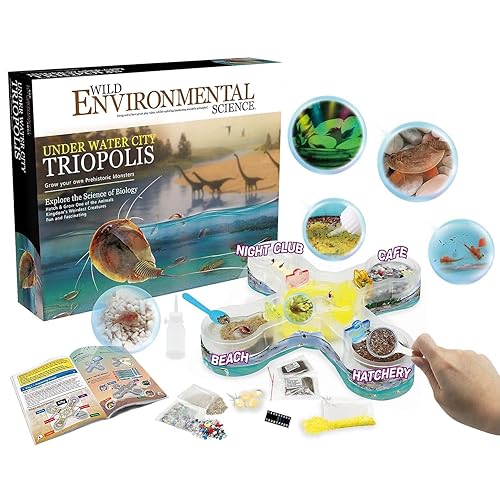 WILD ENVIRONMENTAL SCIENCE Under Water City Triopolis - Kit de ciencia para mayores de 8 años - Fósiles vivos de dinosaurios triásicos de escotilla disponible en Yaxa Colombia