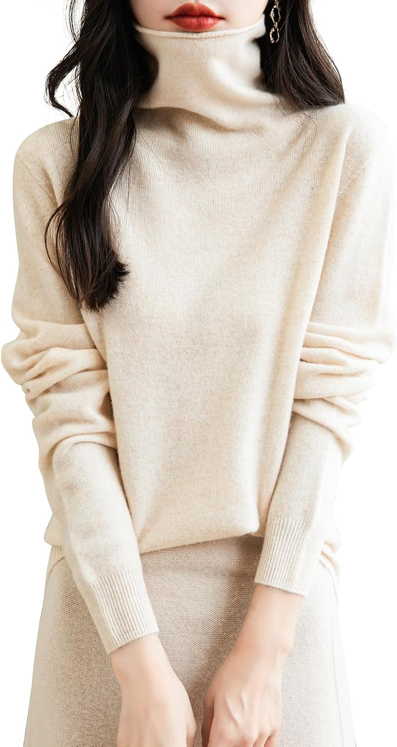 Chanyarn Women's 100% Merino Wool Seamless Sweater Turtleneck First-Line Ready to Wear Long Sleeve Knitted Pullover Tops