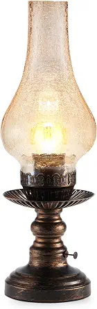 UMEXUS Vintage Rechargeable Cordless Table Lamp with Touch Control, Amber Glass